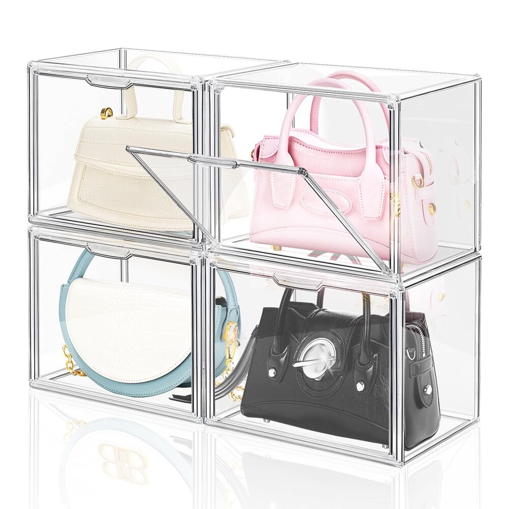 5804 4 Packs Clear Plastic Handbag Storage Organizer for Closet, Small